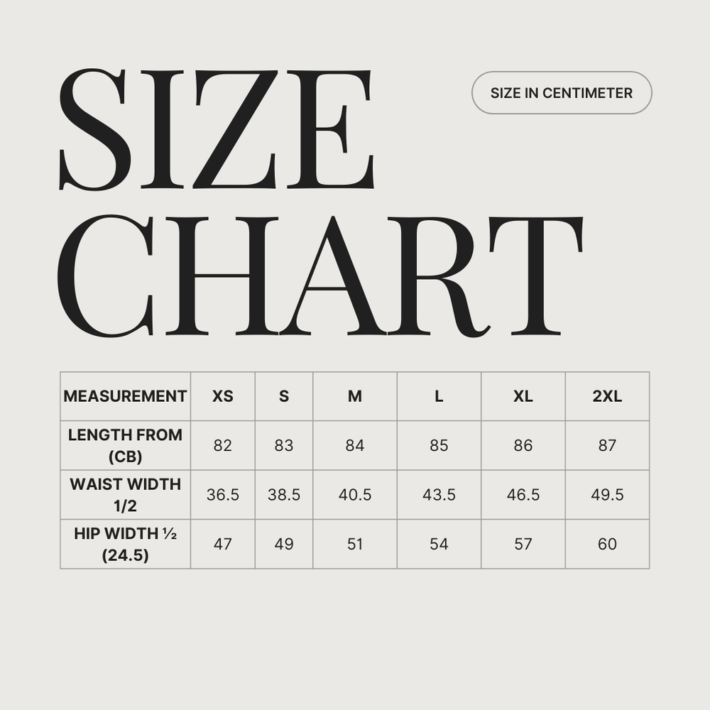 SKIRT: SLATE size guide