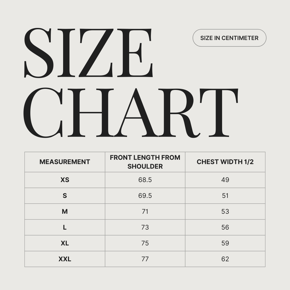 PORTER size guide