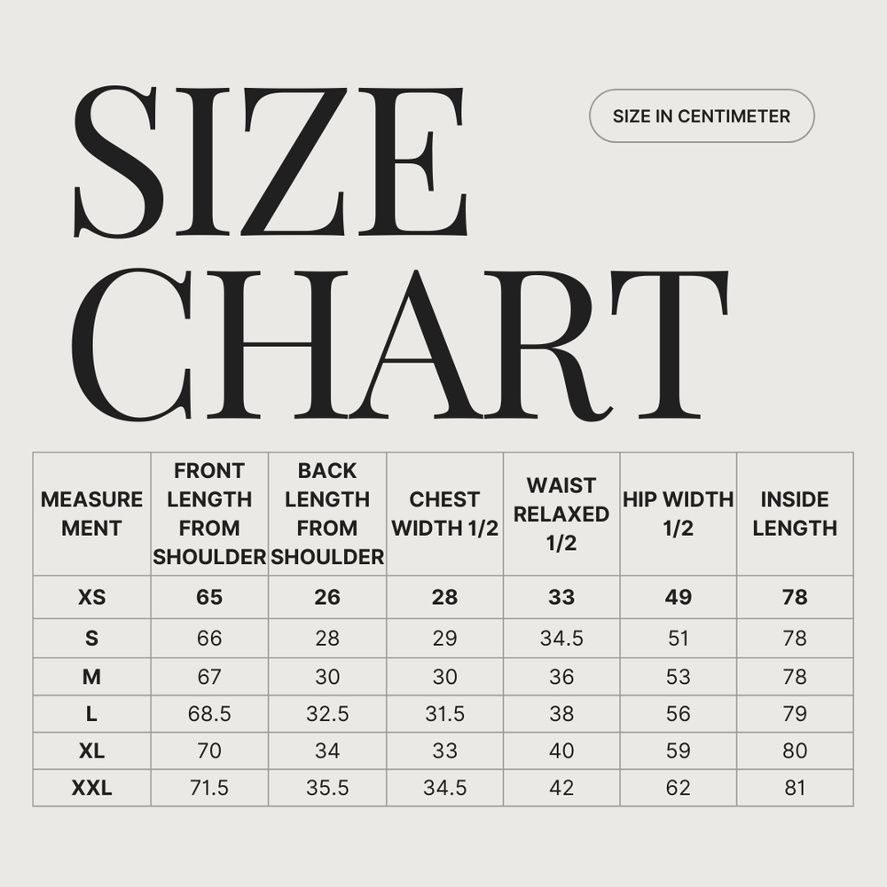 NOIRE size guide