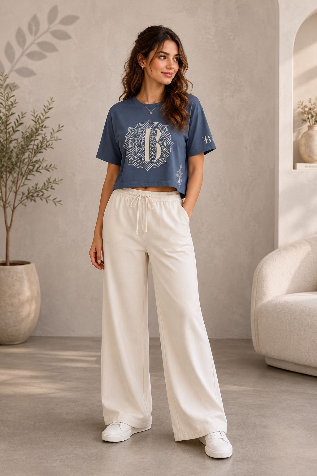 Cropped Half Sleeve T-Shirt