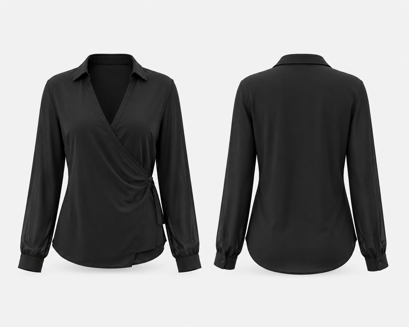 Long Sleeve Chiffon Blouse