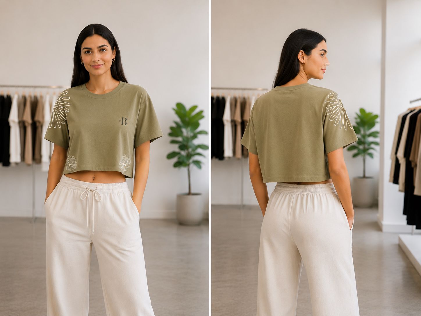 Cropped Half Sleeve T-Shirt