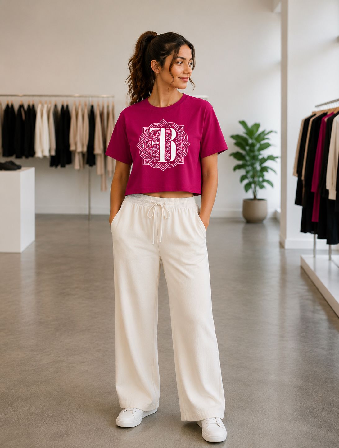 Cropped Half Sleeve T-Shirt